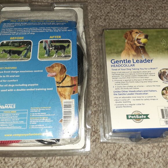 NEW! X2 LEASHES GENTLE LEADER HEADCOLLAR & HALTI HARNESS STOP PULLING DOG SIZE L - Picture 5 of 5